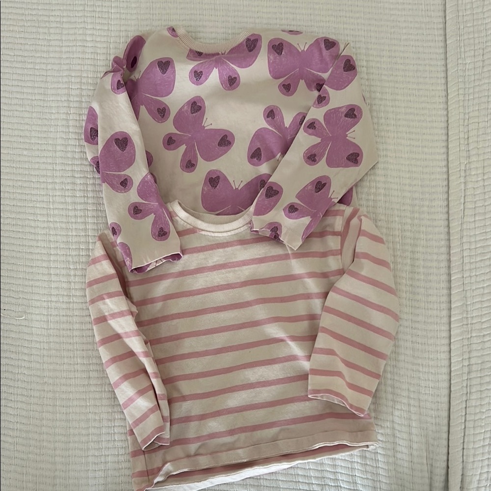 Pink and Cream Kids Long Sleeve Tops